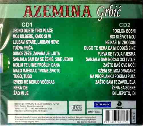 2CD AZEMINA GRBIC NAJVECI HITOVI LEGENDE NARODNE MUZIKE EXTRA MUSIC NARODNA FOLK 