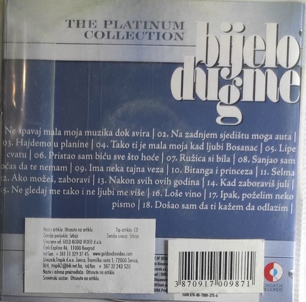 CD BIJELO DUGME THE PLATINUM COLLECTION COMPILATION 2007 