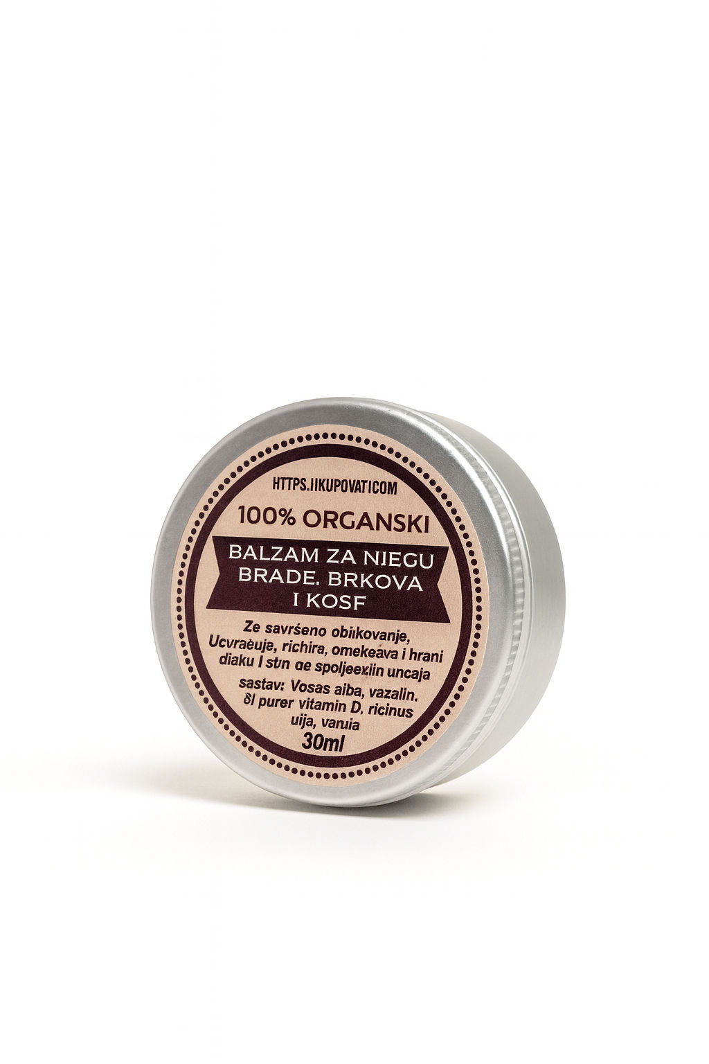 Baume pour barbe, moustache et cheveux 100% Biologique – 30 ml