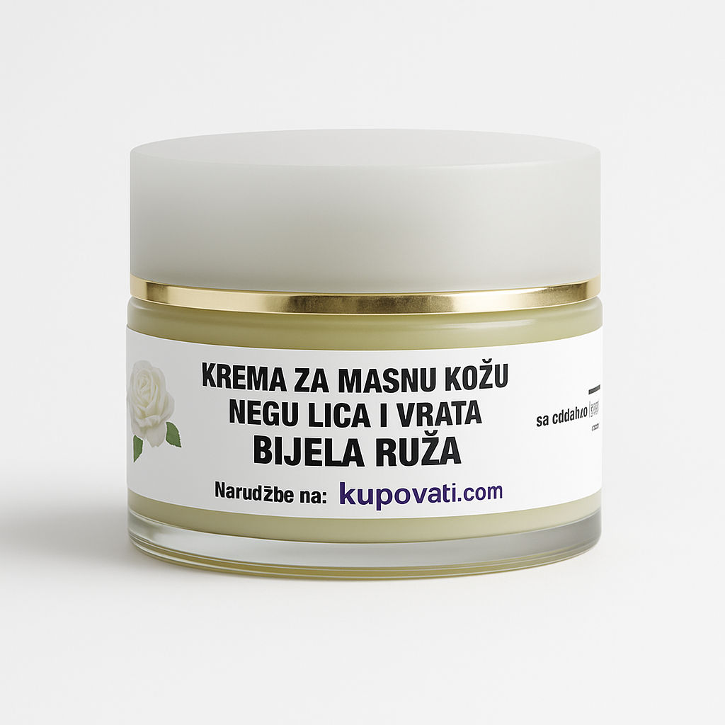 Crema facial y de cuello para piel grasa 50ml – Rosa blanca 100% Natural