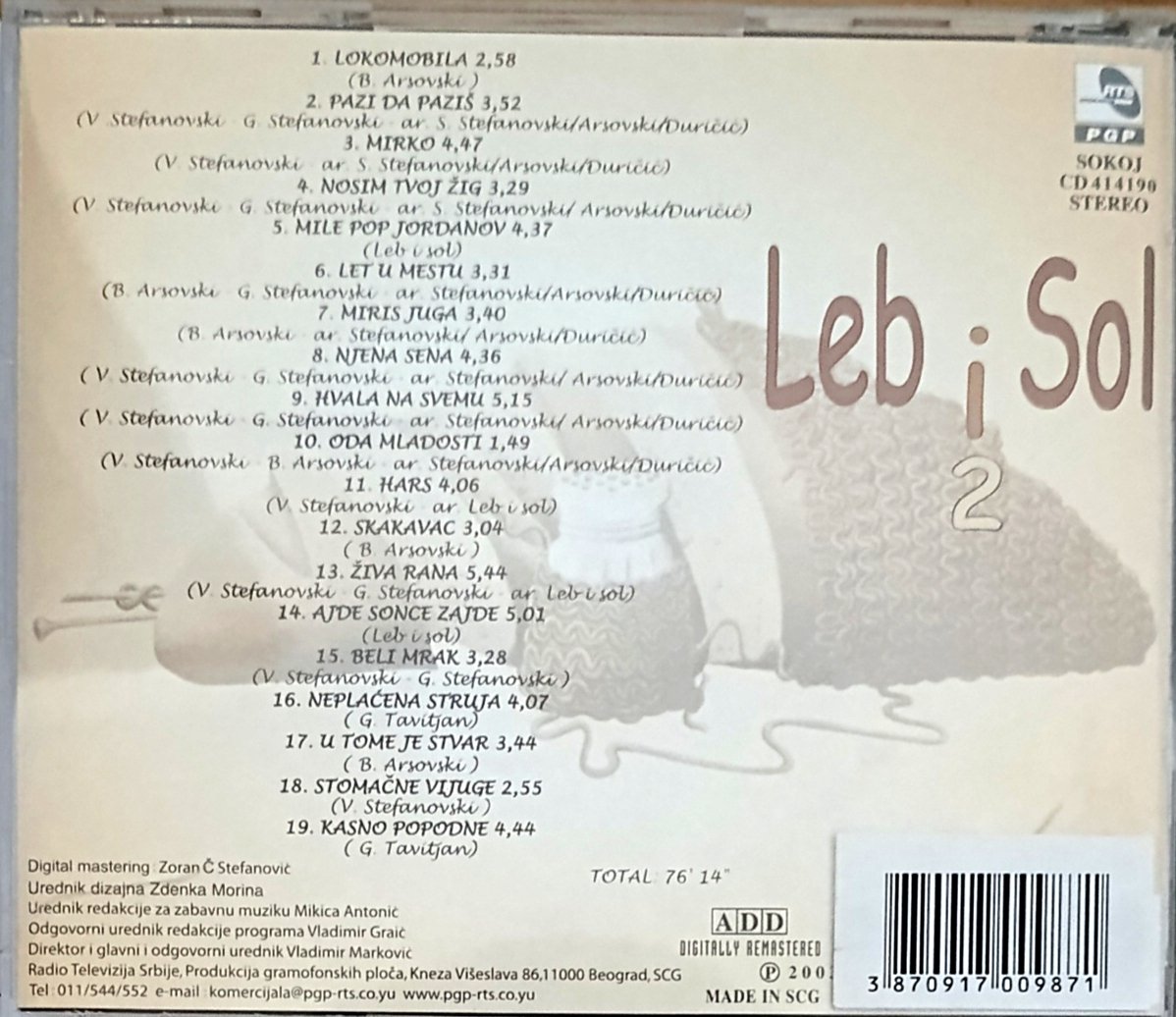 Leb i Sol 2 CD zadnja strana omota spisak pjesama