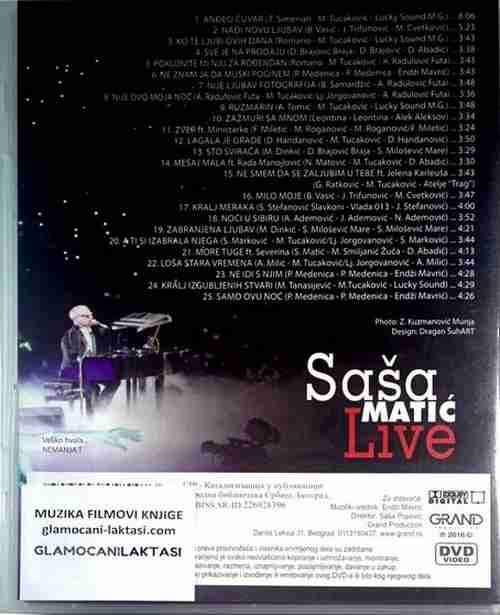 DVD SASA MATIC LIVE ARENA 2016 grand production ko te ljubi ovih dana novo folk 