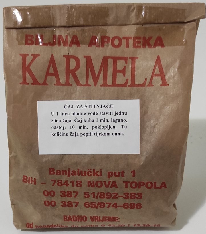 Karmela čaj za štitnjaču 100 g zadnja strana uputstvo za pripremu